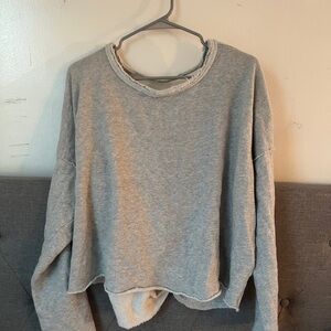 Aerie Gray Crop Relaxed Sweatshirt